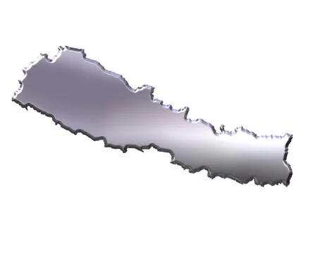 Nepal 3D Silver Map Stock Illustration