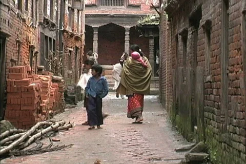 Nepal Alley Patan Stock Footage