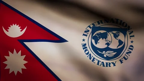 Nepal and IMF waving flag Stock Footage 245355678