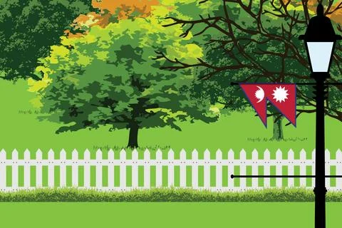 Nepal Day Trees Lamp Vector Illustration Stock-Illustration