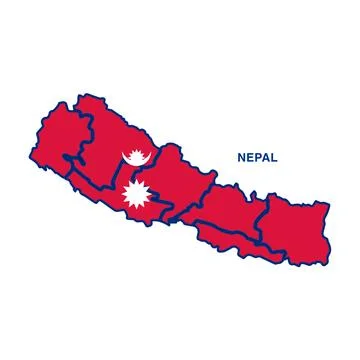 Nepal Districts Map With Flag Colors Stock Illustration