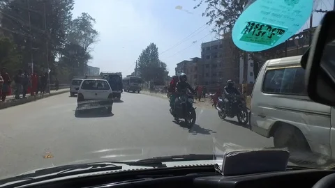 Nepal - Driving through Kathmandu 스톡 동영상 114237958