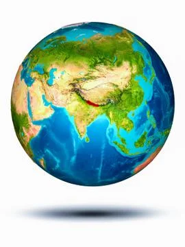 Nepal on Earth with white background Stock Illustration