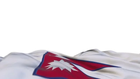 Nepal fabric flag waving on the wind loop. Nepali embroidery stiched cloth ba 库存影片 194425440