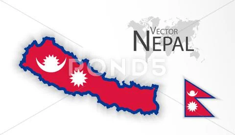 Nepal ( Federal Democratic Republic of Nepal ) ( flag and map ) ( transportat Stock Illustration