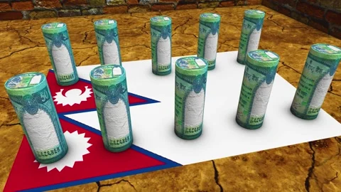 Nepal Flag - 50 Rupee Currency Concept - 1 Stock Footage 269897010