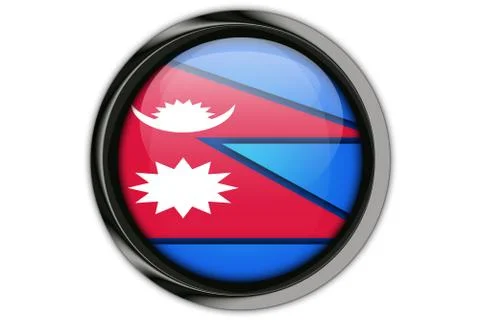 Nepal  flag in the button pin Isolated on White Background Foto stock