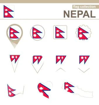 Nepal Flag Collection Stock Illustration