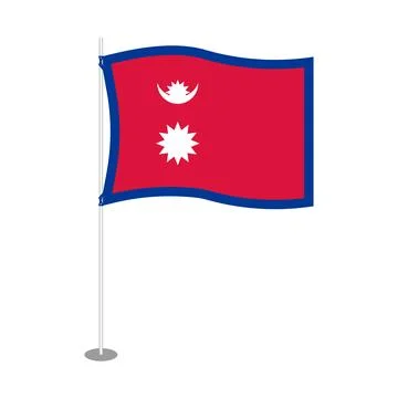 Nepal Flag On Flagpole Icon Stock Illustration