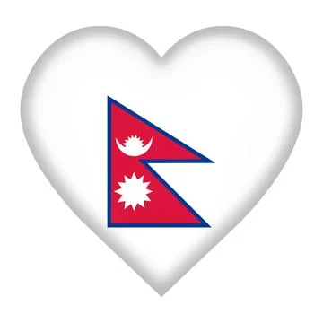 Nepal flag heart button with clipping path Stock Illustration
