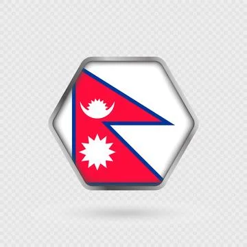 Nepal flag in a hexagon frame. Stock Illustration