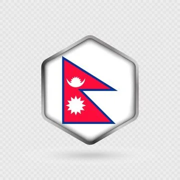 Nepal Flag Icon in Hexagon Shape. Stock Illustration