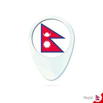Nepal flag location map pin icon on white background. Stock Illustration