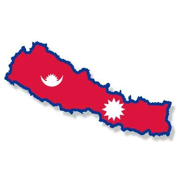 Nepal flag map with clipping path Stock Illustration