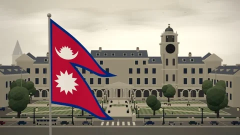 Nepal Flag Over University Campus Quadrangle seamless loop 스톡 동영상 344709161