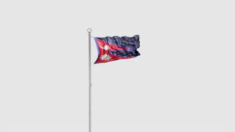 Nepal   Flag Pole  Animation Include Alpha 3D Rendering 스톡 동영상 283044331