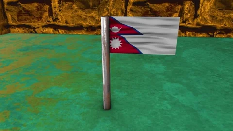 Nepal Flag Post - Orbiting Shot Stock Footage 270777653