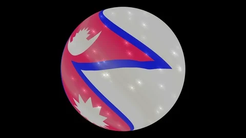 Nepal flag in a round ball rotates. Flicker and shine. Animation loop Stock Footage 110676542