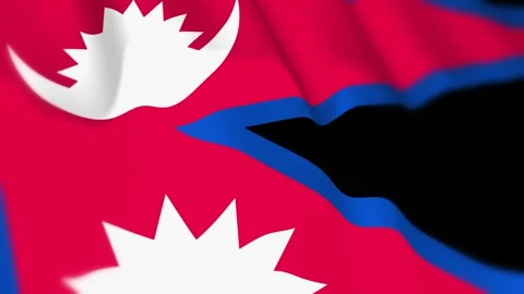 Nepal Flag Seamless Loop 4k 60fps on Sky Background Stock Footage 340343501