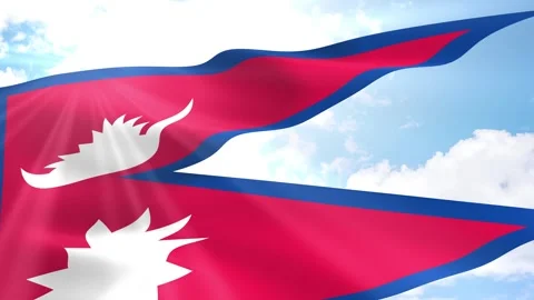 Nepal Flag Seamless Loop 4k 60fps on Sky Background Vídeos de archivo 341566551