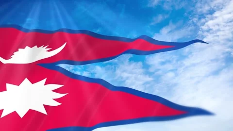 Nepal Flag Seamless Loop 4k 60fps on Sky Background Stock Footage 341675665