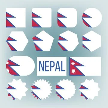 Nepal Flag Set Vector. Official Nepal Flag Flat Symbol. Different Shapes Stock Illustration