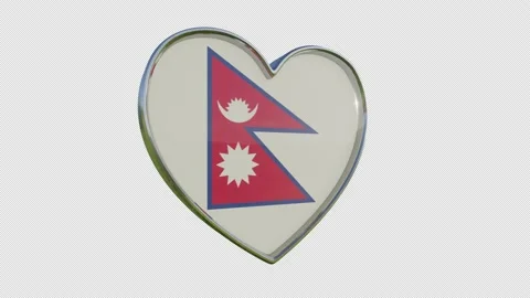 Nepal Flag in the Shape of 3D Heart. Video stock 141659367