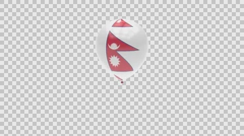 Nepal flag textured balloon rotating Alpha Video stock 61526962