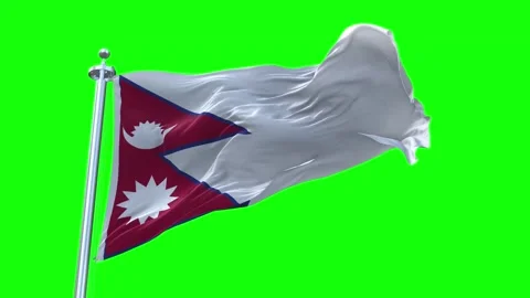 Nepal Flag Waving in Loopable and Textured green screen background Stock Footage 296877030