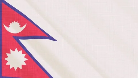 Nepal flag waving in the wind. Icon in the frame. Animation loop Stock Footage 83797692