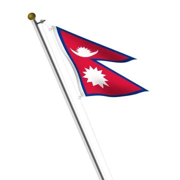 Nepal flagpole with clipping path Stock Illustration