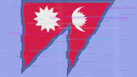 Nepal Glitch Flag Vector - RGB Split Digital Video Frame Design Stockillustratie