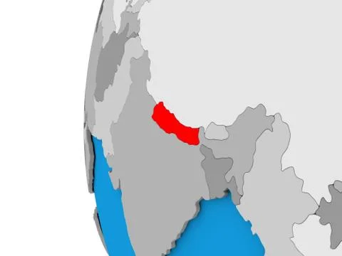 Nepal on globe Stock Illustration