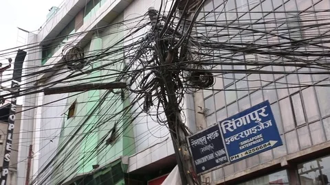 Nepal has messy power grid Stock Footage 74507416