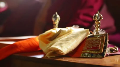 Nepal Himalayas  Buddhist prayer instruments at the Kharigandentenphelling 스톡 동영상 45208613