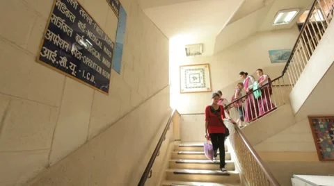 Nepal Hospital Stairs WS 2 스톡 동영상 8686053
