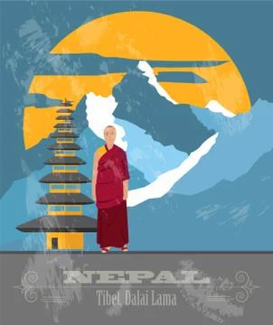 Nepal landmarks. Retro styled image Illustrazione stock