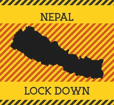 Nepal Lock Down Sign. Yellow country pandemic danger icon. Vector illustratio イラスト素材
