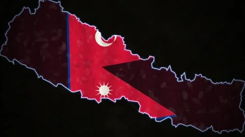 Nepal Map Animation Glowing Border and Flag Reveal 1080p Stock Footage 344146049