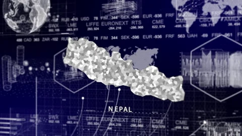 Nepal Map Animation Loop | Growth, GDP, Oil Economy &amp; Development Insights Stock Footage 331573864