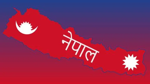 NEPAL MAP with Chandra and Surya Stock Illustration