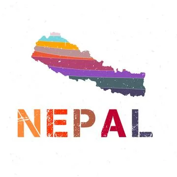 Nepal map design. Shape of the country with beautiful geometric waves and g.. 스톡 일러스트