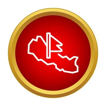 Nepal map destination flag icon on red button Stock Illustration