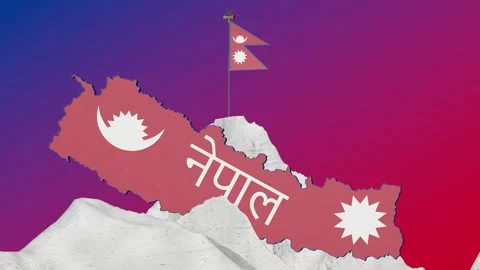 NEPAL MAP, FLAG AND MOUNTAIN 3D ANIMATION Stock-Footage 289126045