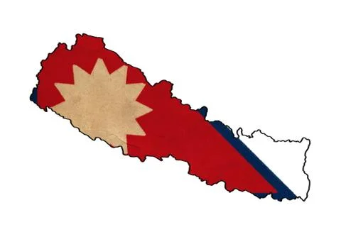 Nepal map on  flag drawing ,grunge and retro flag series Stock Illustration