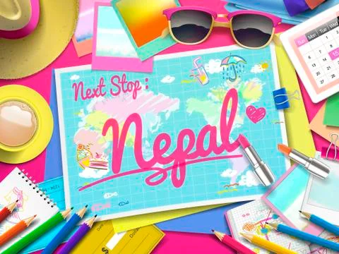 Nepal on map Stock Illustration