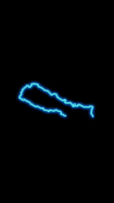 Nepal Map Outline Neon Lights Video stock 333056966