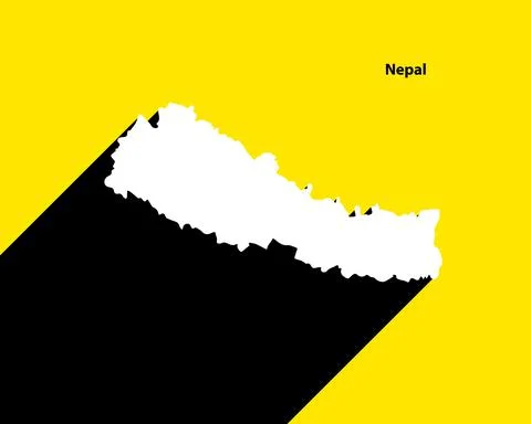 Nepal Map on retro poster with long shadow Stock Illustration