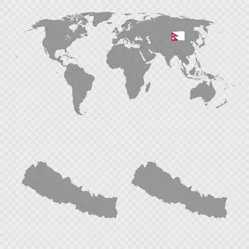 Nepal Map Set with World Location. Stock Illustration
