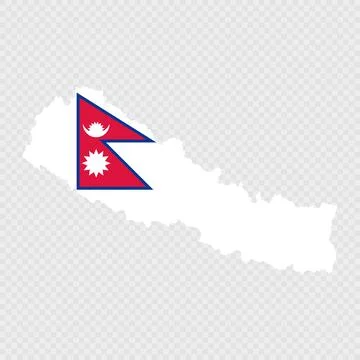 Nepal map silhouette with flag. Stock Illustration